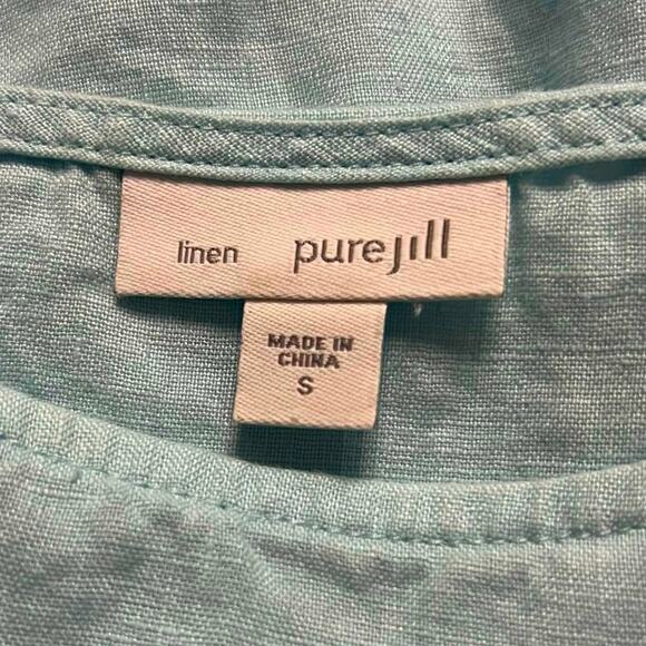 J.JILL | Purejill 100% Linen Lightweight 2-Pocket Tunic Chore Top | Aqua | Small - Picture 6 of 8